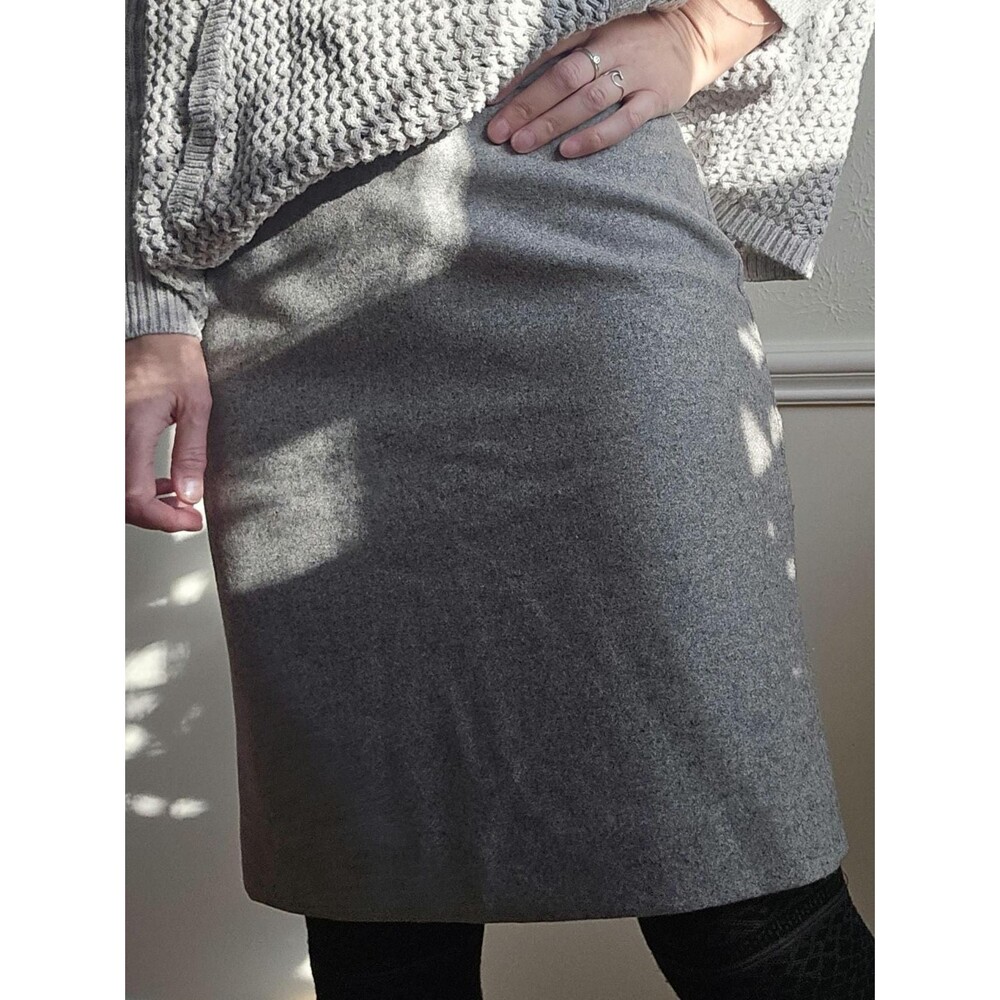 Wool gray mini skirt 4 S pencil slit Warm Fall Winter vintage